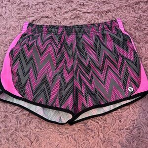Xersion Pink and Black Zigzag Athletic Shorts